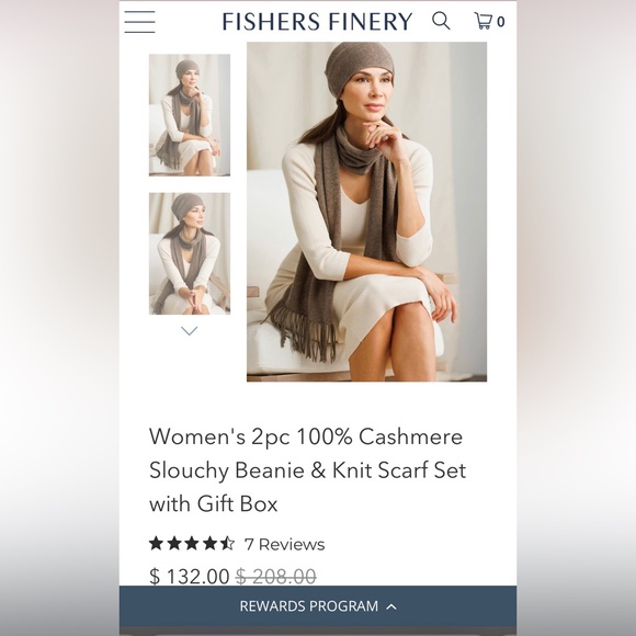 100%CASHMERE Fishers Finery 2pc Slouchy Beanie and Scarf NEW WITH TAGS! - Picture 1 of 3